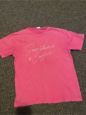 Sunshine & Coffee Pink Short Sleeve Tee